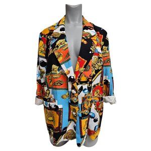 80s - 90s Talk of the Walk printed blazer . fits M - L . Made in Korea